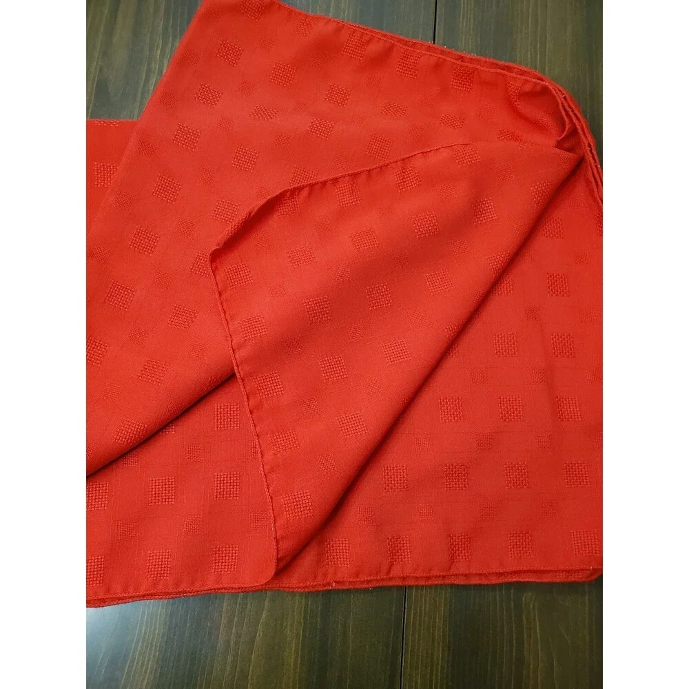 Vintage Tableloth Solid Red Jacquard Squares Polyester 80x59